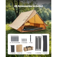 VEVOR Cabin Hot Tent with Stove Jack & Ground Mat Lightweight 2 Persons Camping