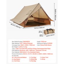 VEVOR Cabin Hot Tent with Stove Jack & Ground Mat Lightweight 2 Persons Camping