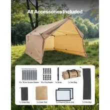 VEVOR Cabin Hot Tent with Stove Jack Lightweight Waterproof 2 Persons Camping