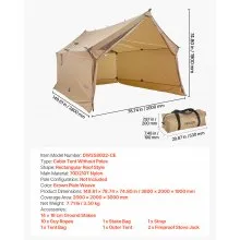 VEVOR Cabin Hot Tent with Stove Jack Lightweight Waterproof 2 Persons Camping