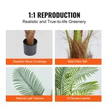 VEVOR Artificial Palm Tree, 4 FT Tall Faux Plant, Secure PE Material & Anti-Tip Tilt Protection Low-Maintenance Plant, Lifelike Green Fake Tree for Home Office Warehouse Decor Indoor Outdoor
