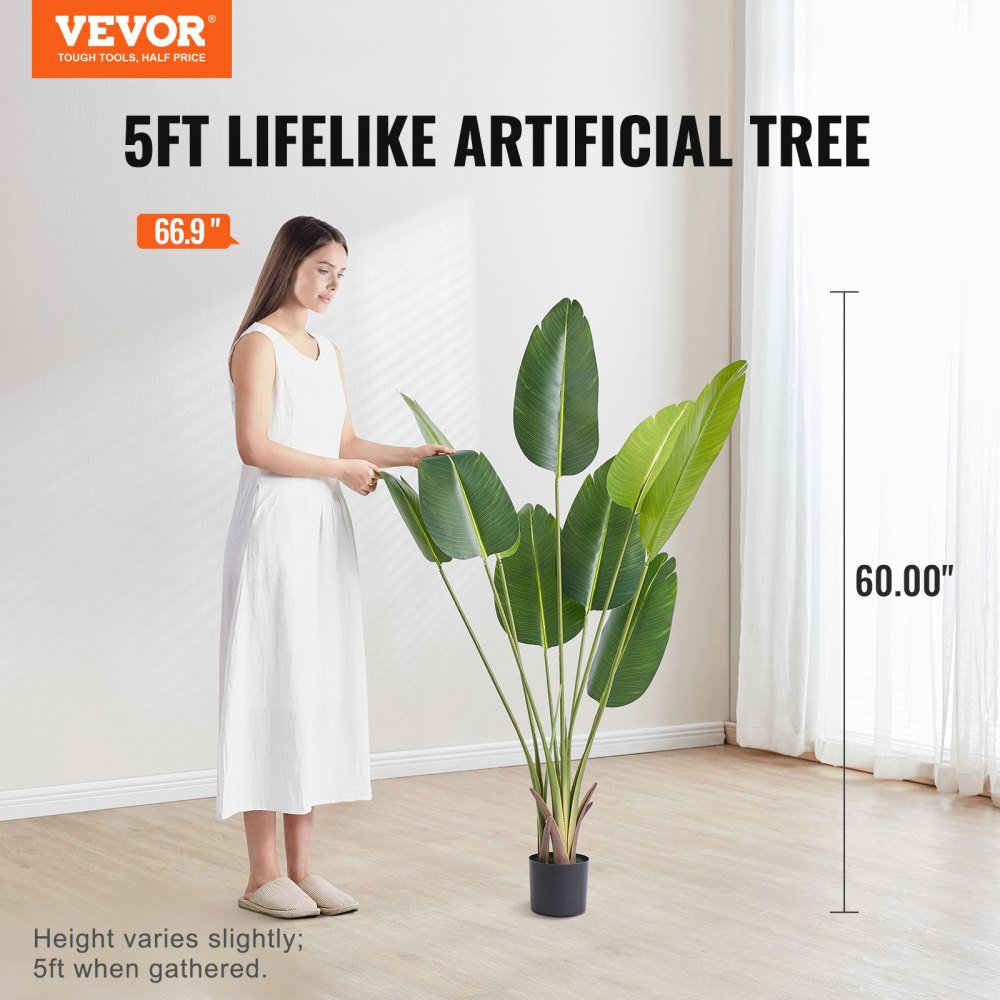 VEVOR Olivo artificial, planta sintética de 5 pies de alto, material de PE  seguro y protección antiinclinación, planta de bajo mantenimiento, árbol