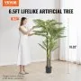 VEVOR Artificial Gold Cane Palm Tree, 2m Tall Faux Plant, PE Material & Anti-Tip Tilt Protection Low-Maintenance Plant, Lifelike Green Fake Tree for Home Office Warehouse Decor Indoor Outdoor