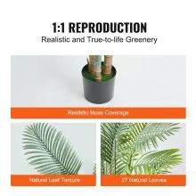 VEVOR Artificial Gold Cane Palm Tree, 2m Tall Faux Plant, PE Material & Anti-Tip Tilt Protection Low-Maintenance Plant, Lifelike Green Fake Tree for Home Office Warehouse Decor Indoor Outdoor