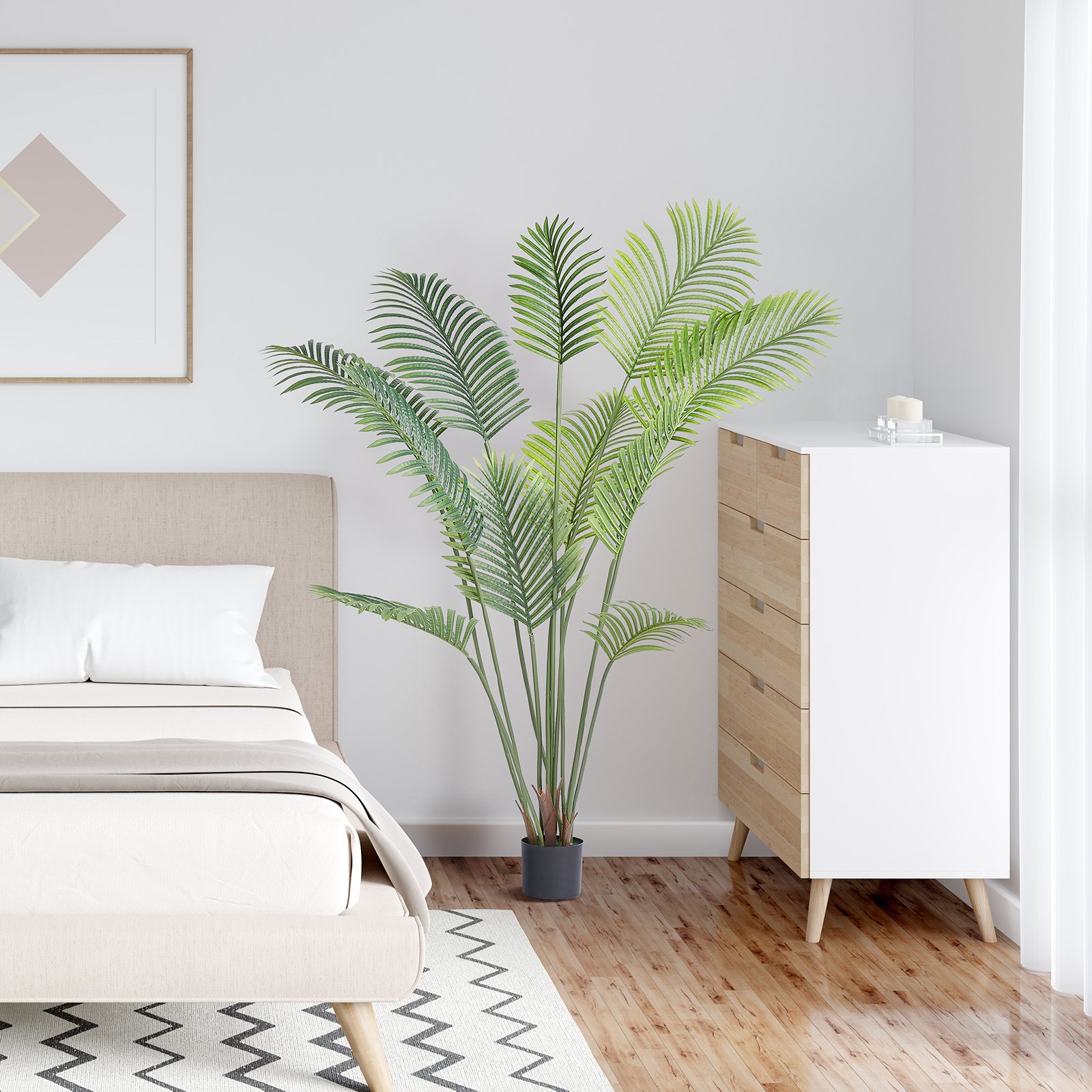 VEVOR Artificial Palm Tree, 1.8mTall Faux Plant, Secure PE Material & Anti-Tip Tilt Protection Low-Maintenance Plant, Lifelike Green Fake Tree for Home Office Warehouse Decor Indoor Outdoor
