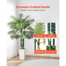 6ft Artificial Areca Palm Tree Fake Plant with White Planter Indoor