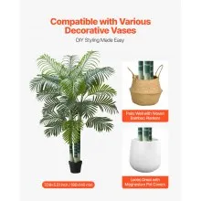 6ft Artificial Areca Palm Tree Fake Plant with White Planter Indoor