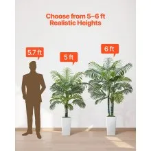 6ft Artificial Areca Palm Tree Fake Plant with White Planter Indoor