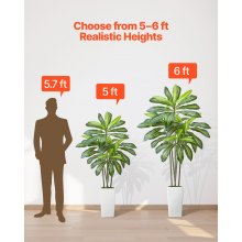 5ft Artificial Dracaena Tree Fake Plant with White Planter Indoor