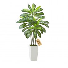5ft Artificial Dracaena Tree Fake Plant with White Planter Indoor
