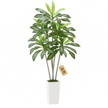 VEVOR Artificial Dracaena Tree 1829 mm, Fake Palm Tropical Plants with White Tall Planter, Faux Floor Silk Plant in Pot, Large Trees for Home Office Living Room Decor House Warming, Indoor Outdoor