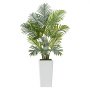 VEVOR Kunstig Areca-palme 1219 mm, 2-pak kunstig palme tropiske planter med hvid høj plantekasse, kunstig gulvsilkeplante i potte, stort træ til hjemmekontor stueindretning husindretning, indendørs udendørs
