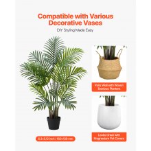 4ft 2Pack Artificial Areca Palm Trees with White Planter Indoor