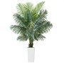 VEVOR Artificial Areca Palm Tree 6 ft, Fake Palm Tropical Plants with White Tall Planter, Faux Floor Silk Plant in Pot, Large Trees for Home Office Living Room Decor House Warming, Indoor Outdoor
