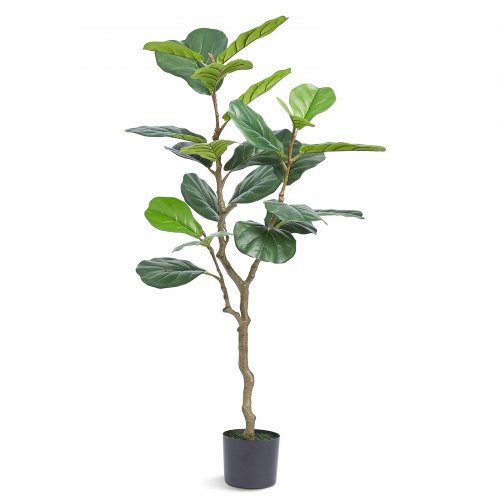 VEVOR Artificial Fiddle Leaf Fig Tree, 4 FT, Secure PE Material & Anti-Tip Tilt Protection Low-Maintenance Faux Plant, Lifelike Green Fake Potted Tree for Home Office Warehouse Decor Indoor Outdoor
