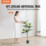 VEVOR kunstigt violinblad figentræ, 4 FT, Sikkert PE-materiale og anti-vippebeskyttelse Lav-vedligeholdelse imiteret plante, naturtro grønt falsk pottetræ til hjemmekontor Lagerindretning Indendørs Udendørs