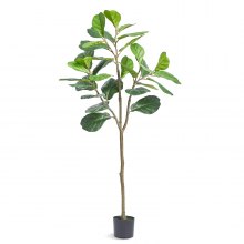 VEVOR Artificial Fiddle Leaf Fig Tree, 5 FT, Secure PE Material & Anti-Tip Tilt Protection Low-Maintenance Faux Plant, Lifelike Green Fake Potted Tree for Home Office Warehouse Decor Indoor Outdoor