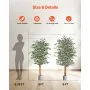 VEVOR 150cm Artificial Ficus Tree with Black Pot, Tall Faux Ficus Plant with Natural Wood Trunk and Realistic Green Leaves, Indoor Fake Silk Tree for Home, Office, Living Room, or Corner Décor