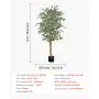 VEVOR 150cm Artificial Ficus Tree with Black Pot, Tall Faux Ficus Plant with Natural Wood Trunk and Realistic Green Leaves, Indoor Fake Silk Tree for Home, Office, Living Room, or Corner Décor