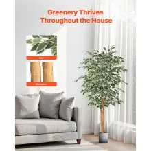5FT Artificial Ficus Tree Tall Faux Plant with Black Pot for Indoor Decor