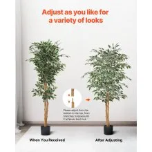 5FT Artificial Ficus Tree Tall Faux Plant with Black Pot for Indoor Decor