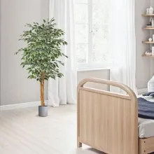 5FT Artificial Ficus Tree Tall Faux Plant with Black Pot for Indoor Decor