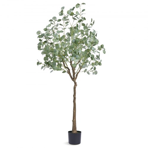 VEVOR Artificial Eucalyptus Tree, 6 FT Tall Faux Plant, Secure PE Material & Anti-Tip Tilt Protection Low-Maintenance Plant, Lifelike Green Fake Potted Tree for Home Office Decor Indoor Outdoor