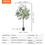 VEVOR Eucalyptus artificiel, fausse plante de 1,8 m de haut, matériau PE sécurisé et protection anti-basculement, plante à faible entretien, faux arbre vert réaliste en pot pour la décoration de la maison, du bureau, de l'intérieur et de l'extérieur