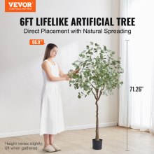 VEVOR konstgjord eukalyptusträd, 1,8 m hög fuskväxt, säkert PE-material och tippskydd Växt med lågt underhåll, naturtrogen grönt falskt krukträd för hemmakontorsinredning inomhus utomhus