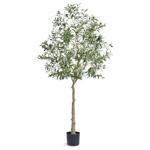 VEVOR Artificial Olive Tree, 15.2cm Tall Faux Plant, Secure PE Material & Anti-Tip Tilt Protection Low-Maintenance Plant, Lifelike Green Fake Potted Tree for Home Office Warehouse Decor Indoor Outdoor