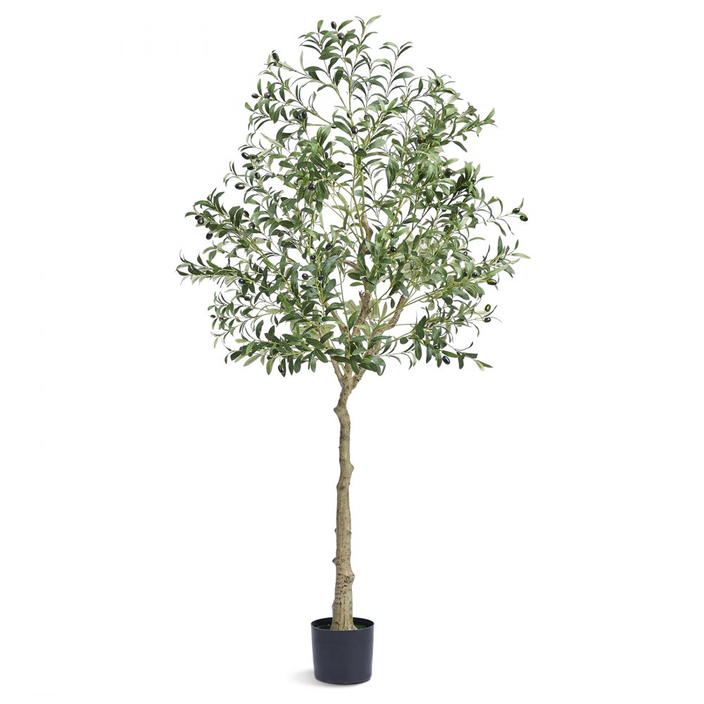 VEVOR Artificial Olive Tree, 1790 mm Tall Faux Plant, Secure PE Material & Anti-Tip Tilt Protection Low-Maintenance Plant, Lifelike Green Fake Potted Tree for Home Office Warehouse Decor Indoor Outdoor