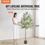 VEVOR Artificial Olive Tree, 6 FT Tall Faux Plant, Secure PE Material & Anti-Tip Tilt Protection Low-Maintenance Plant, Lifelike Green Fake Potted Tree for Home Office Warehouse Decor Indoor Outdoor