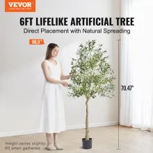 VEVOR Artificial Olive Tree, 1.8 m Tall Faux Plant, Secure PE Material & Anti-Tip Tilt Protection Low-Maintenance Plant, Lifelike Green Fake Potted Tree for Home Office Warehouse Decor Indoor Outdoor