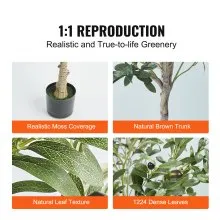 VEVOR Artificial Olive Tree, 1.8 m Tall Faux Plant, Secure PE Material & Anti-Tip Tilt Protection Low-Maintenance Plant, Lifelike Green Fake Potted Tree for Home Office Warehouse Decor Indoor Outdoor