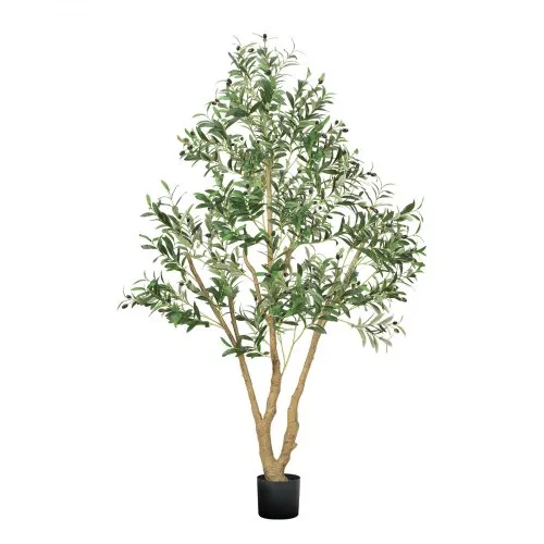 VEVOR 180cm Artificial Olive Tree with Black Pot, Tall Fake Tree with Natural Wood Trunk & Realistic Green Leaves and Fruits, Indoor Faux Plant for Home, Office, Living Room, Corner Decor