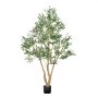 VEVOR 180cm Artificial Olive Tree with Black Pot, Tall Fake Tree with Natural Wood Trunk & Realistic Green Leaves and Fruits, Indoor Faux Plant for Home, Office, Living Room, Corner Decor
