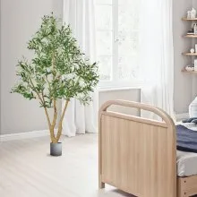 6FT Artificial Olive Tree Tall Fake Plant with Black Pot for Home Office