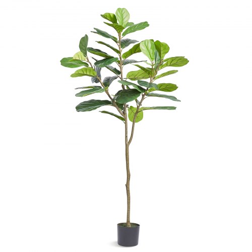 VEVOR Artificial Fiddle Leaf Fig Tree, 6 FT, Secure PE Material & Anti-Tip Tilt Protection Low-Maintenance Faux Plant, Lifelike Green Fake Potted Tree for Home Office Warehouse Decor Indoor Outdoor