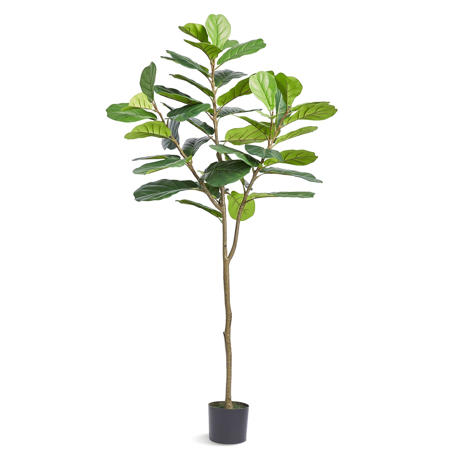 VEVOR Artificial Fiddle Leaf Fig Tree, 15.2cm, Secure PE Material & Anti-Tip Tilt Protection Low-Maintenance Faux Plant, Lifelike Green Fake Potted Tree for Home Office Warehouse Decor Indoor Outdoor