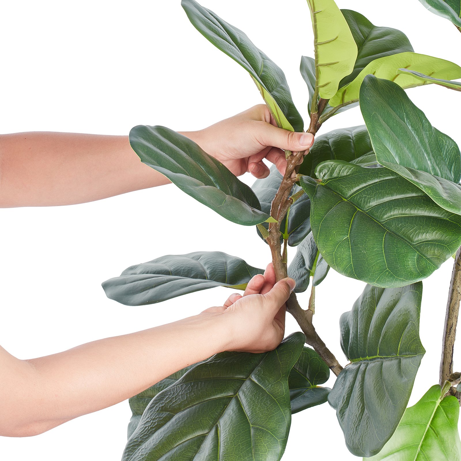 VEVOR Artificial Fiddle Leaf Fig Tree, 15.2cm, Secure PE Material & Anti-Tip Tilt Protection Low-Maintenance Faux Plant, Lifelike Green Fake Potted Tree for Home Office Warehouse Decor Indoor Outdoor