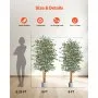 VEVOR 180cm Artificial Ficus Tree with Black Pot, Tall Faux Ficus Plant with Natural Wood Trunk and Realistic Green Leaves, Indoor Fake Silk Tree for Home, Office, Living Room, or Corner Décor