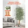 VEVOR 180cm Artificial Ficus Tree with Black Pot, Tall Faux Ficus Plant with Natural Wood Trunk and Realistic Green Leaves, Indoor Fake Silk Tree for Home, Office, Living Room, or Corner Décor