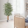 VEVOR 6FT Artificial Ficus Tree with Black Pot, Tall Faux Ficus Plant with Natural Wood Trunk and Realistic Green Leaves, Indoor Fake Silk Tree for Home, Office, Living Room, or Corner Décor