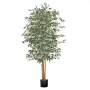 VEVOR 6FT Artificial Ficus Tree with Black Pot, Tall Faux Ficus Plant with Natural Wood Trunk and Realistic Green Leaves, Indoor Fake Silk Tree for Home, Office, Living Room, or Corner Décor