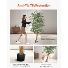 6FT Artificial Ficus Tree Tall Faux Plant with Black Pot for Indoor Decor