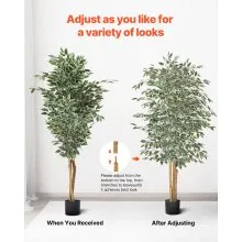 6FT Artificial Ficus Tree Tall Faux Plant with Black Pot for Indoor Decor