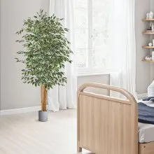 6FT Artificial Ficus Tree Tall Faux Plant with Black Pot for Indoor Decor