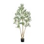VEVOR 210cm Artificial Olive Tree with Black Pot, Tall Fake Tree with Natural Wood Trunk & Realistic Green Leaves and Fruits, Indoor Faux Plant for Home, Office, Living Room, Corner Decor
