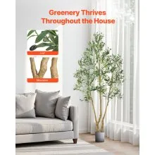 7FT Artificial Olive Tree Tall Fake Plant with Black Pot for Home Office Use