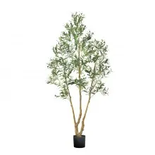 7FT Artificial Olive Tree Tall Fake Plant with Black Pot for Home Office Use